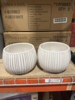 Allen + Roth 8-In Crinkle Planter White 2PK
