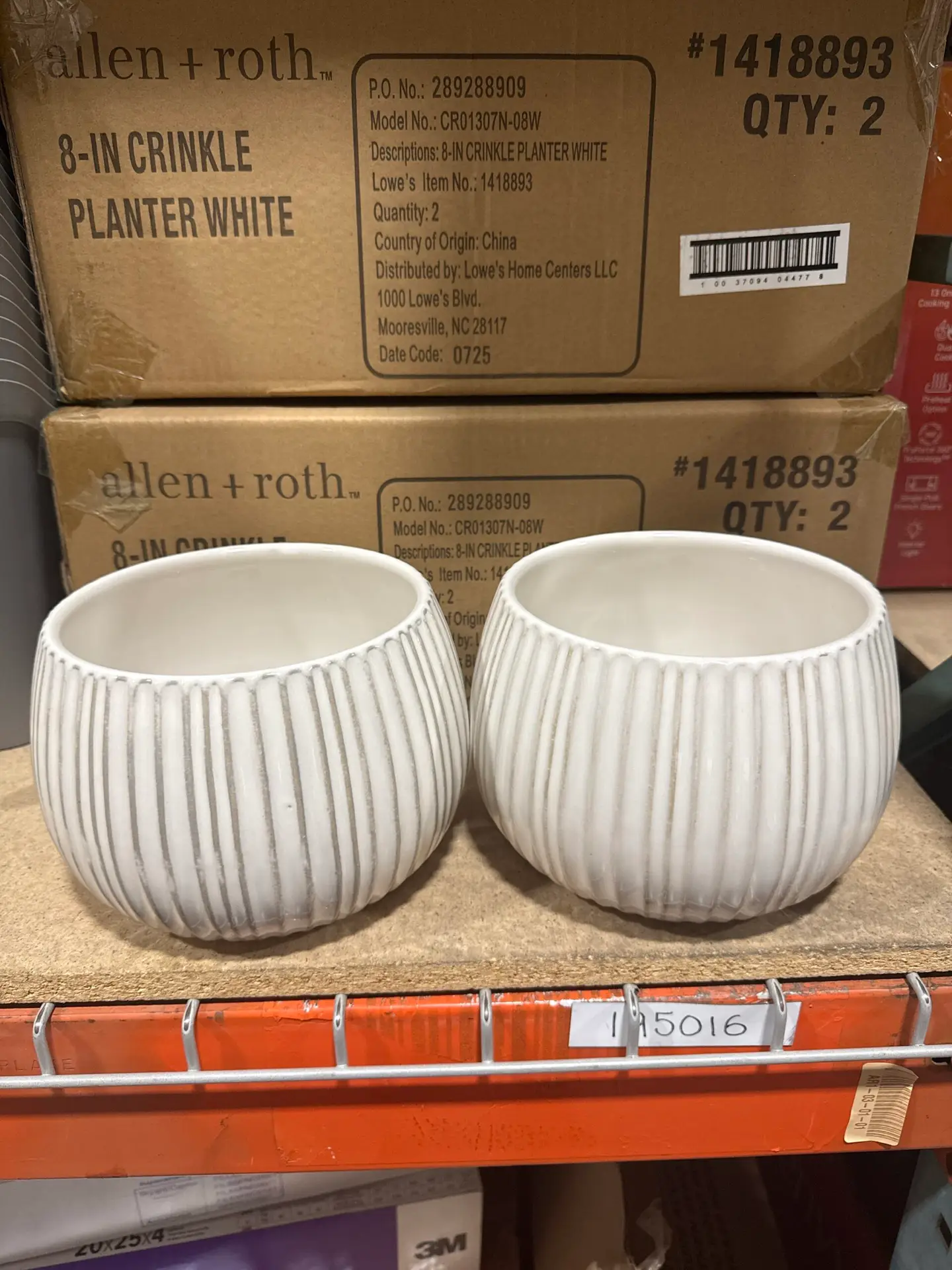 Allen + Roth 8-In Crinkle Planter White 2PK - Big Savings Outlet