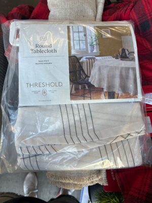 70" Cotton and Polyester Blend Open Plaid Round Tablecloth Black - Threshold™: Classic Summer Tablecloth, Machine Washable — Big Savings Out