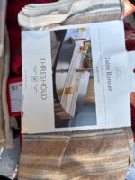 72" x 14" Cotton Striped Table Runner Orange - Threshold™: Traditional Fall Decor, Machine Washable, Linen Blend — Big Savings Outlet Mesa A