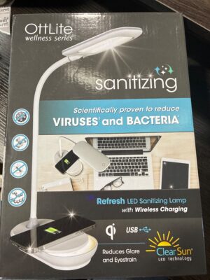 Sanitizing Table Lamp White - OttLite: Modern Desk Light with USB Port, No Assembly, Electric Power Cord — Big Savings Outlet Mesa AZ