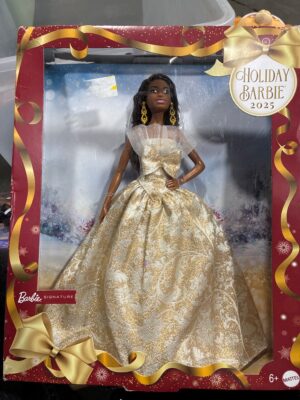Barbie Signature 2025 Holiday Barbie Fashion Doll, Seasonal Collector, Black Hair with Silver & Gold Gown — Big Savings Outlet Mesa AZ