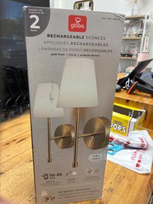 Globe Electric Globe Rechargeable Wall Sconces 2-Pack - Gold Finish — Big Savings Outlet Mesa AZ