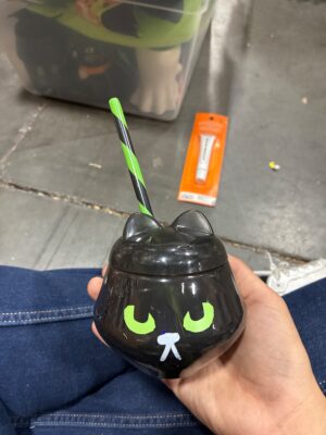 Halloween Black Cat Cauldron Cup with Straw — Big Savings Outlet Mesa AZ
