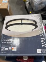 Hampton Bay Flaxmere 14 in. Modern Matte Black Selectable 5 CCT Integrated LED Flush Mount for Kitchens or Bedrooms — Big Savings Outlet Mes