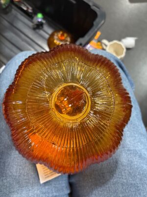 Ribbed Amber Glass Pumpkin Decoration — Big Savings Outlet Mesa AZ