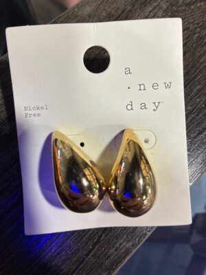 Thick Teardrop Earrings - A New Day™ Gold: Statement Pear Shape, Hypoallergenic, Nickel-Free Metal, 1.25" Length — Big Savings Outlet Mesa A