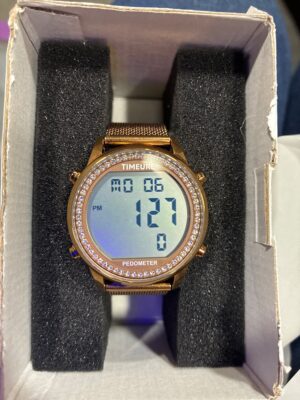 TIMEURE Rose Gold Pedometer Digital Watch with Rhinestone Bezel — Big Savings Outlet Mesa AZ