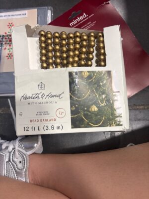 Hearth & Hand with Magnolia 12ft Wood Bead Garland - Brass Finish — Big Savings Outlet Mesa AZ